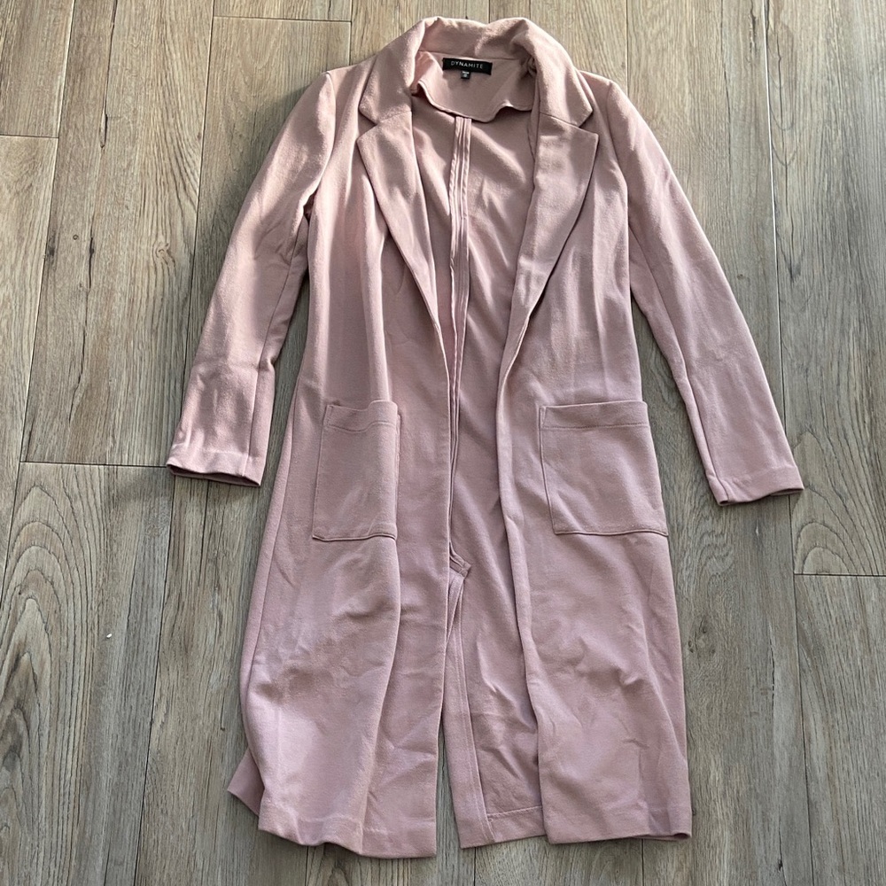 Dynamite Dusty Pink Longline Open Cardigan/Jacket